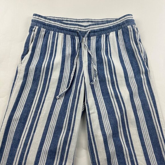 Old Navy Blue Striped Linen Blend Relaxed Leg Lounge Pant S - Picture 2 of 7